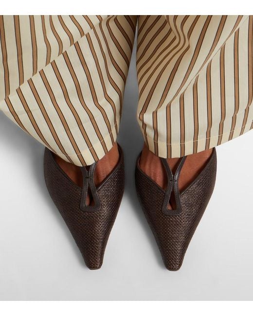 Max Mara Brown Raffia Slingback Pumps