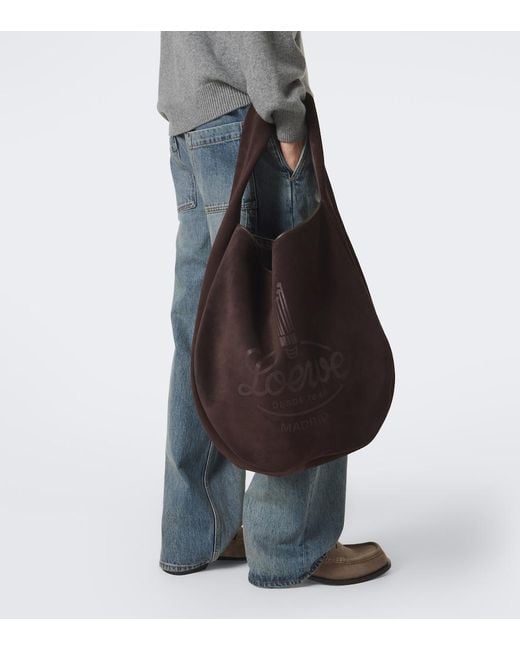 Loewe Brown Roomy Suede Shoulder Bag for men