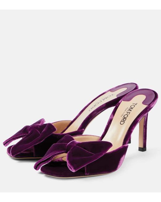 Tom Ford Purple Bow-detail Mules