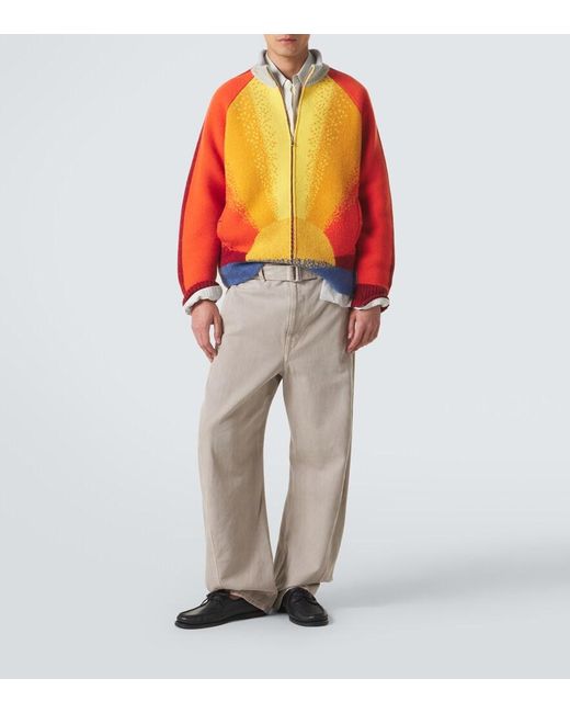 God's True Cashmere Orange Radiant Sun Cashmere Zip-Up Sweater for men