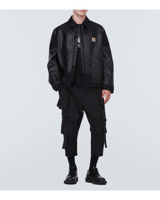 Junya Watanabe Black Cotton-Blend Gabardine Cargo Pants for men