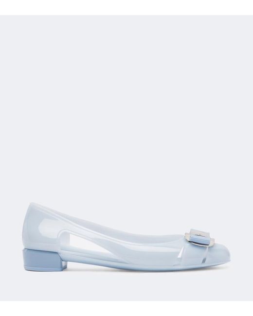 Ferragamo Blue Nara Ballet Flats