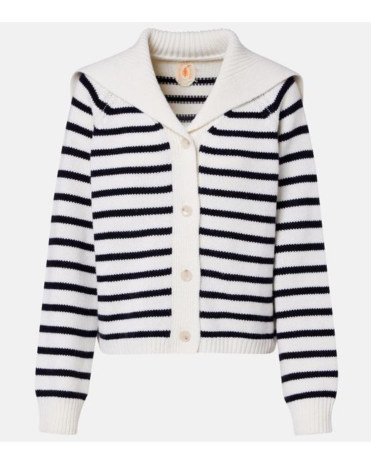 Jardin Des Orangers Blue Striped Wool And Cashmere Cardigan