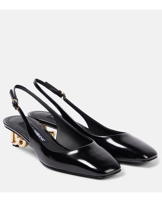 Dolce & Gabbana Black Jackie Dg 40 Patent Leather Slingback Pumps