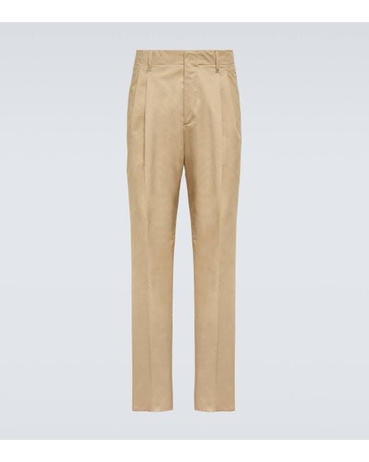 Lardini Natural High-rise Cotton Satin Straight Pants for men