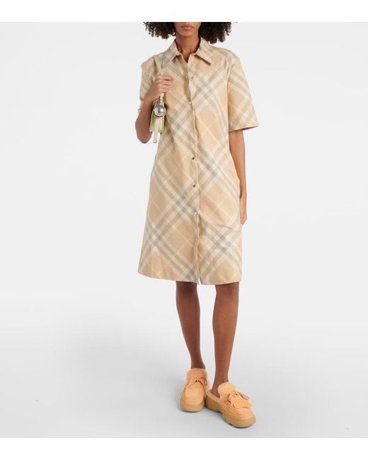 Burberry Natural Embroidered Cotton Shirt Dress