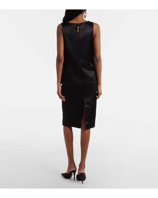 Saint Laurent Black Satin Pencil Skirt