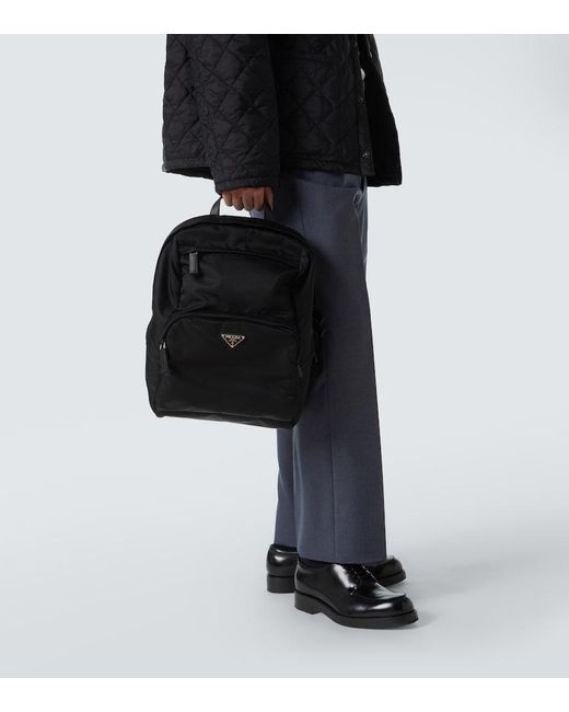 Prada Black Re-Nylon Logo Backpack for men