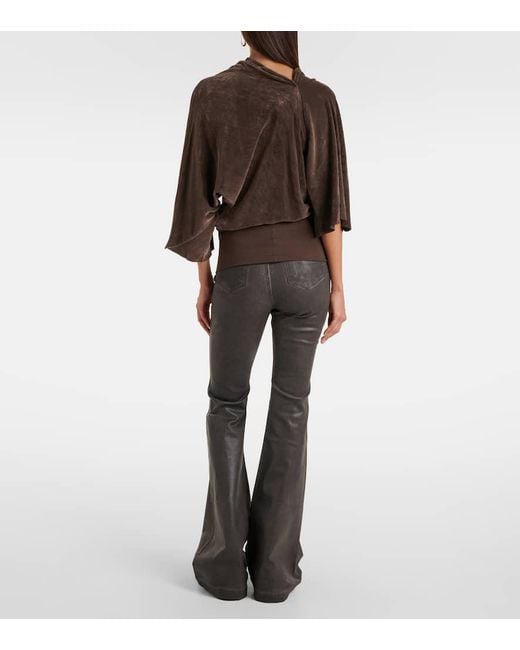 Rick Owens Brown Draped Crepe Top