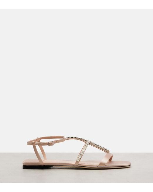 Jimmy Choo Pink Gwyn Crystal-Embellished Leather Sandals