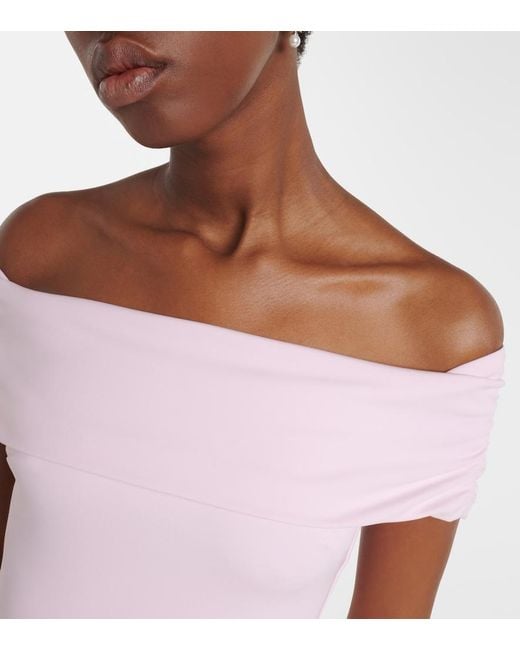 Roland Mouret Pink Floral-Applique Jersey Midi Dress
