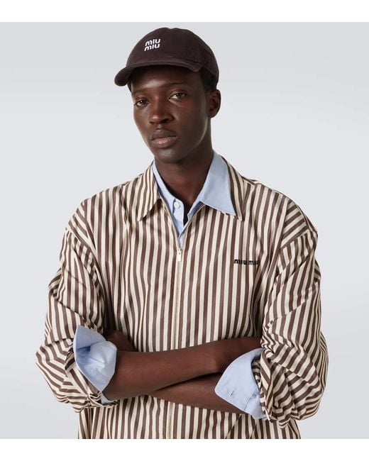 Miu Miu Brown Logo Denim Baseball Cap for men