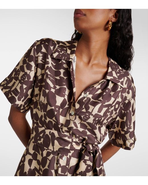 Robe chemise Lucca imprimee en soie Asceno en coloris Brown