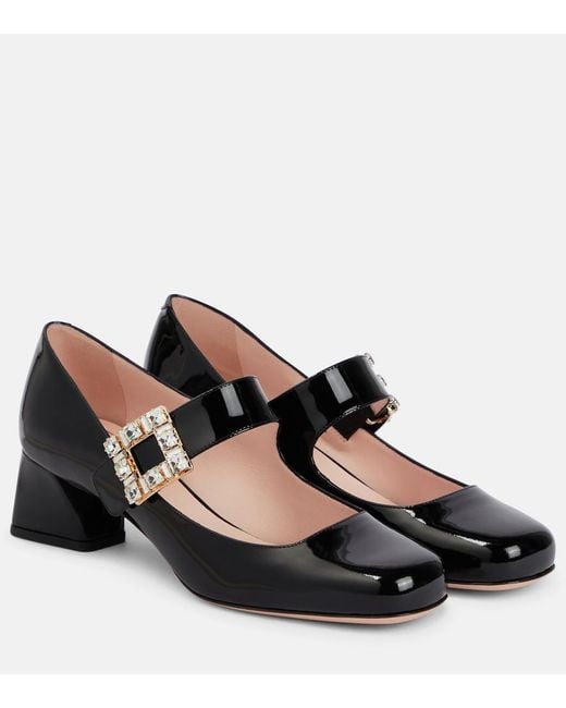 Roger Vivier Black Patent Leather Tres Viv Mary Janes 45