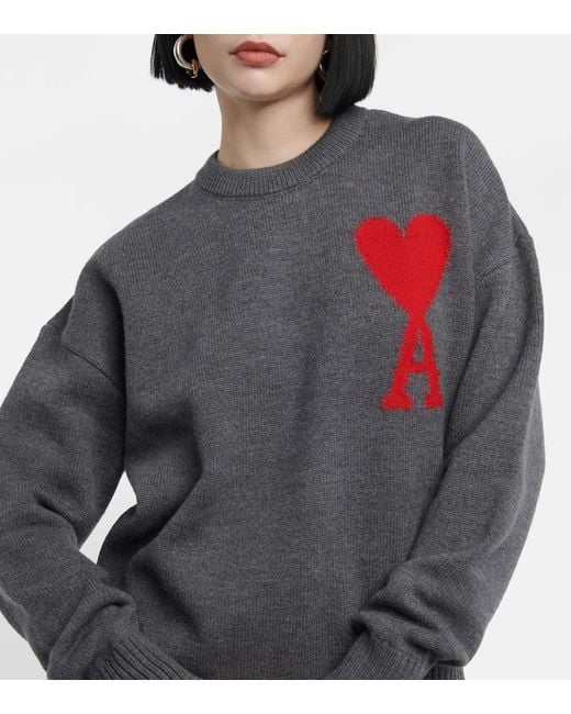 AMI Gray Ami De Coeur Pullover
