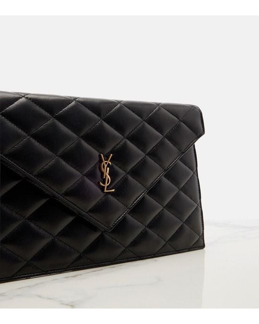 Saint Laurent Black Cassandre Quilted Leather Pouch