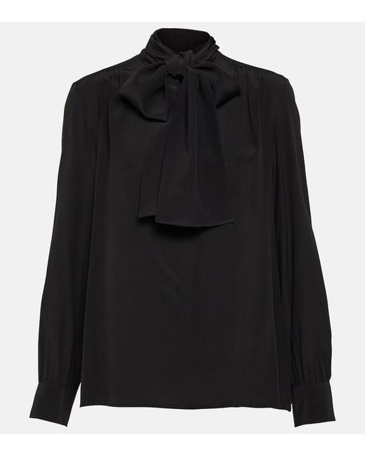 Blusa de seda Saint Laurent de color Black