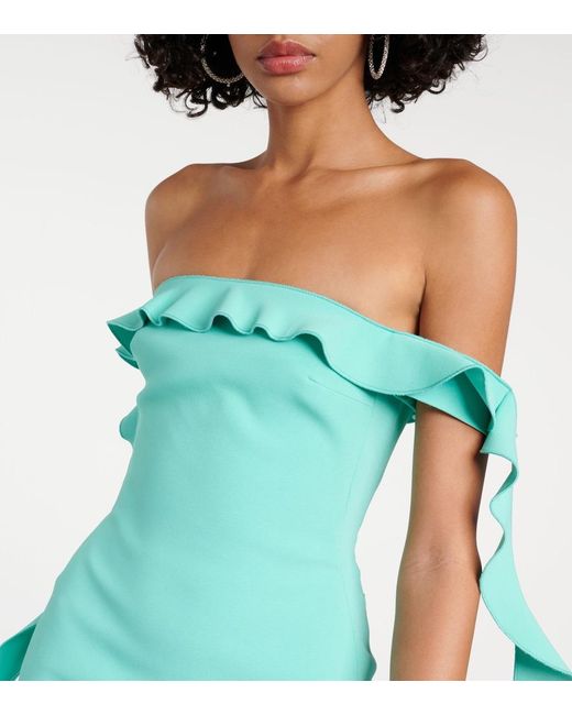 David Koma Blue Ruffled Minidress