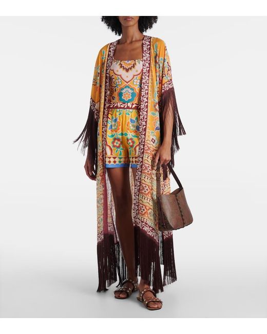 Etro Multicolor Printed Cotton And Silk Shorts