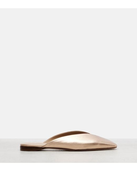 Max Mara Natural Metallic Leather Mules