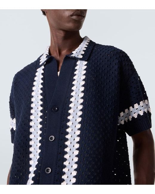 Frescobol Carioca Hemd Pinto Aus Haekelstrick in Blue für Herren