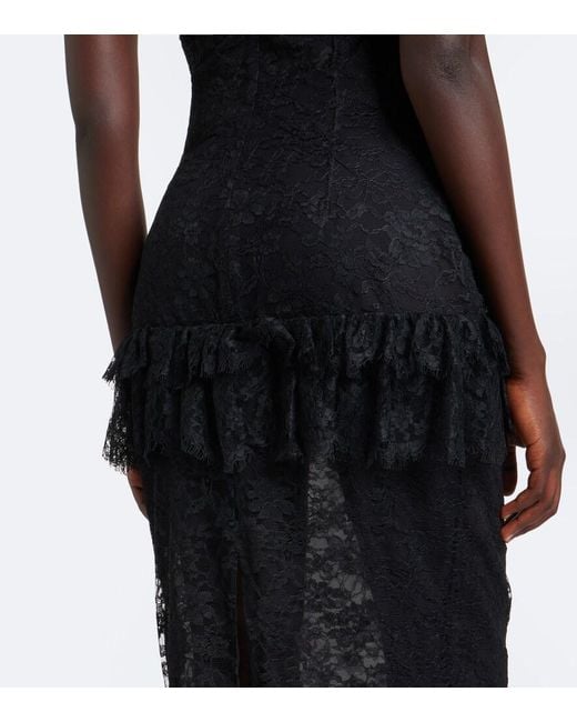 Alessandra Rich Black Bow-Detail Ruffled Lace Cocktail Dress