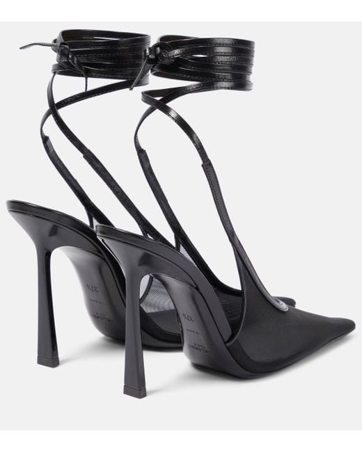 Saint Laurent Black Oxalis 110 Mesh Slingback Pumps