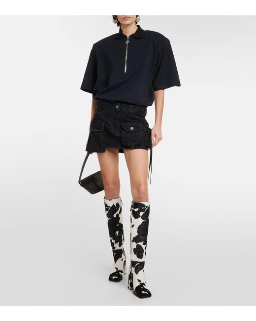 AMINA MUADDI White Marine Calf Hair Knee-High Boots