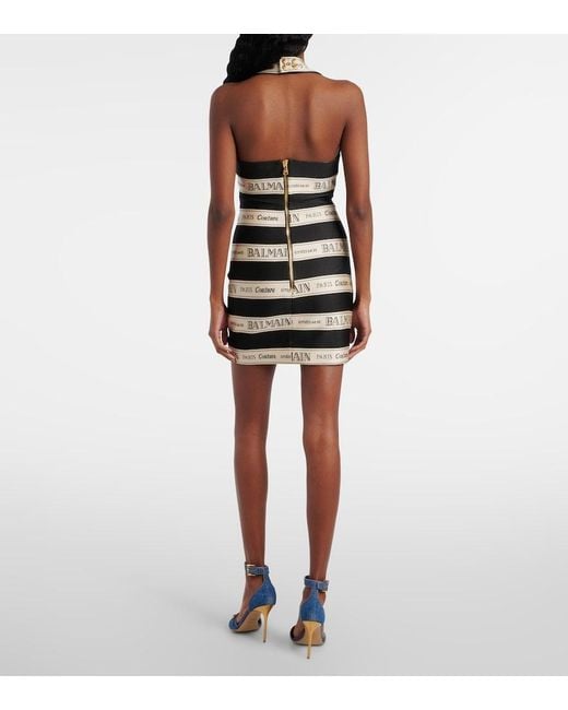 Robe Rayee En Jacquard Balmain en coloris Black