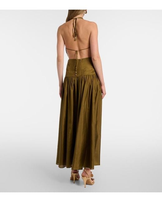 Zimmermann Natural Indra Cutout Halterneck Silk Maxi Dress