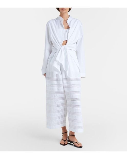 Alaïa White Cotton Poplin Wide-Leg Culottes