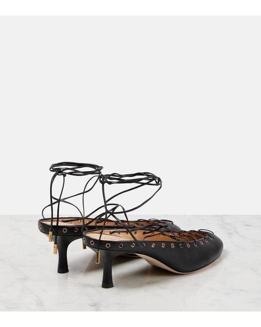 Chloé Metallic Ghillies Leather Lace-Up Pumps
