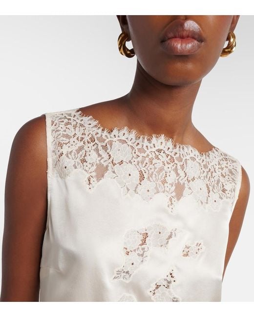 Doen White Top Viviane Aus Seide Mit Spitze