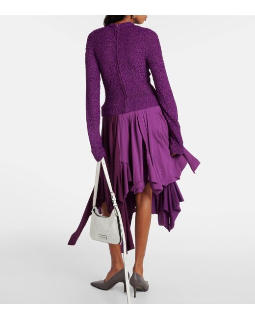 Acne Purple Damage Pleated Cotton Midi Dress