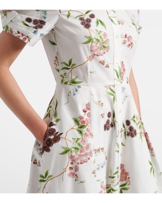 Erdem White Floral Cotton Poplin Shirt Dress