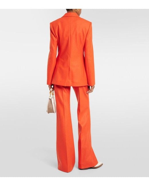 Chloé Orange Felted Wool And Cashmere Jersey Blazer