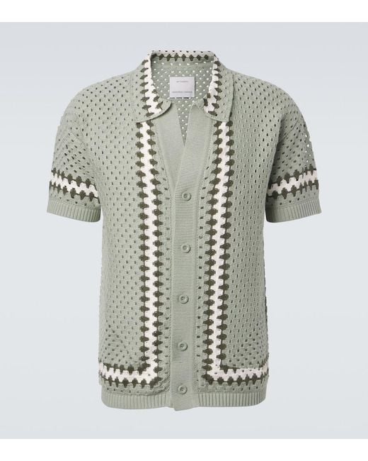 Frescobol Carioca Green Pinto Crochet Cotton Shirt for men