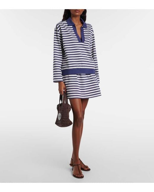 Posse Blue Haisley Striped Cotton Miniskirt