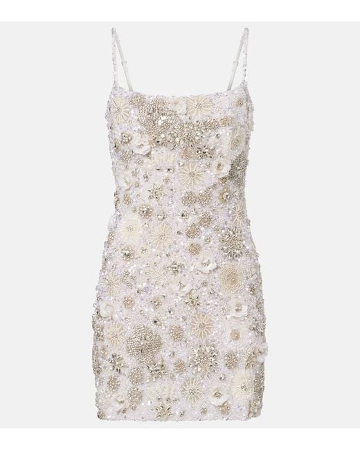 Rachel Gilbert Natural Francesca Embellished Minidress