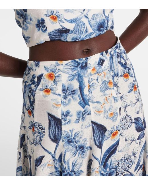 Agua Bendita Blue Mimosa Midi Skirt