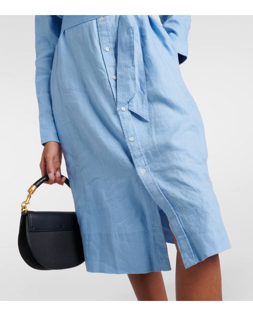 Robe chemise en lin Polo Ralph Lauren en coloris Blue