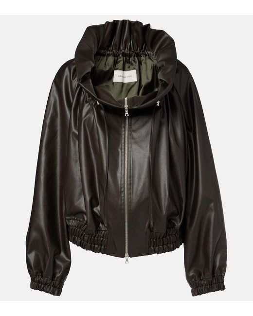 Dries Van Noten Black Cocoon Gathered Satin Blouson