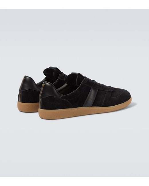 Tom Ford Black Leather-Trimmed Suede Sneakers for men