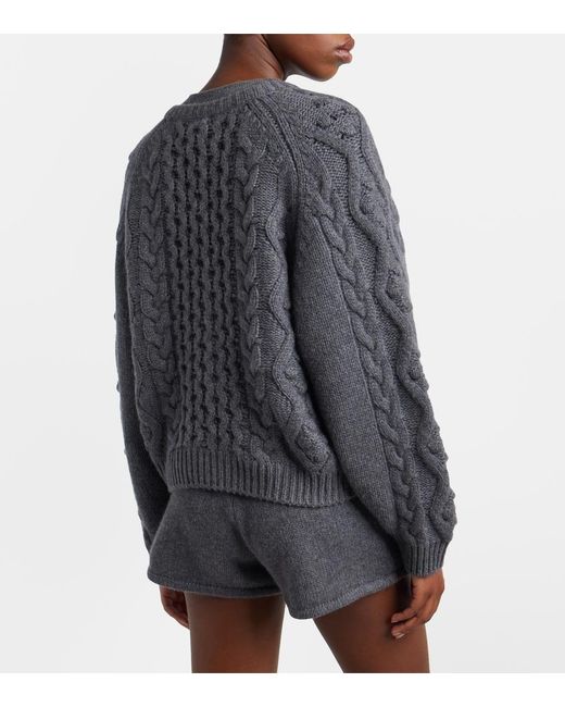 Lisa Yang Gray Winroe Cable-Knit Cashmere Cardigan