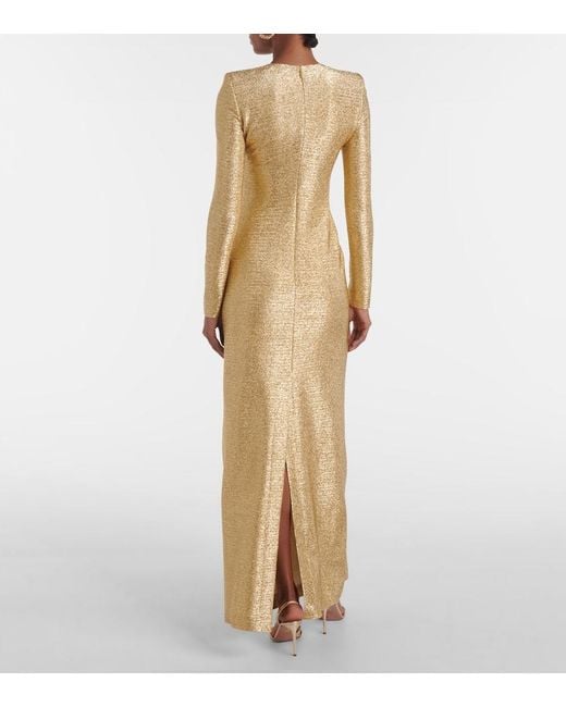 Oscar de la Renta Natural Lame Gown