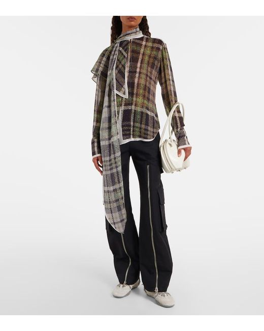 Acne Blue Layered Mid-Rise Cotton Satin Pants