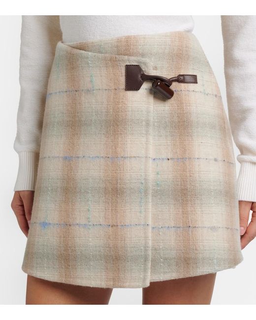 Loewe Natural Wool, Cashmere, And Silk Miniskirt