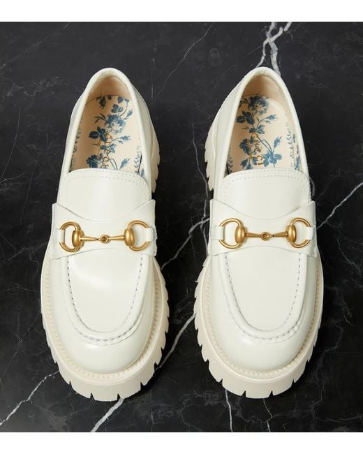Gucci White Loafers Horsebit aus Leder
