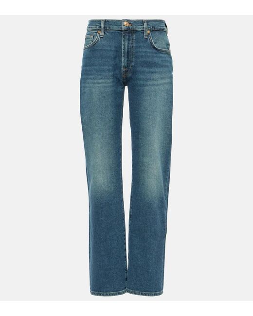 7 For All Mankind Blue Straight Jeans Elite