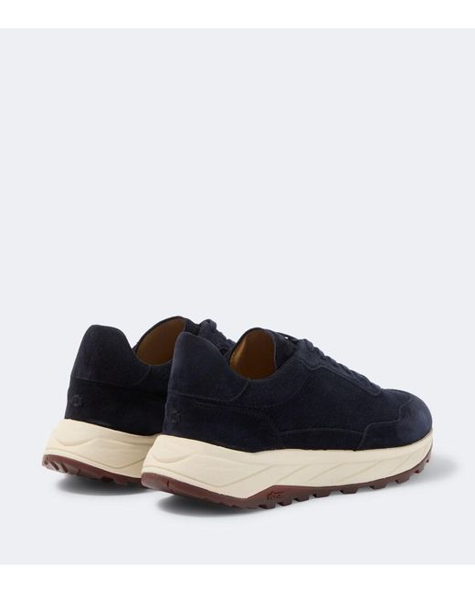 Fedeli Blue Suede-Trimmed Sneakers for men